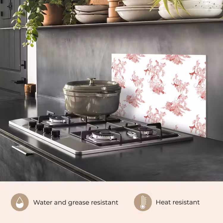 Kitchen splashback for hob - Chimpanzee - Planting - Red — 2