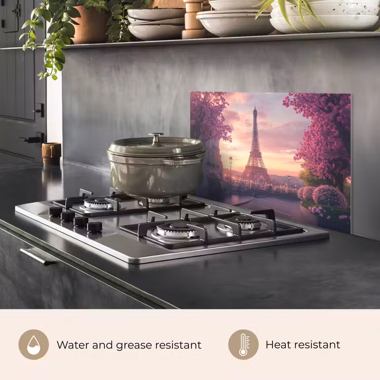 Kitchen splashback for hob - Eiffel Tower - Paris - Pink — 2