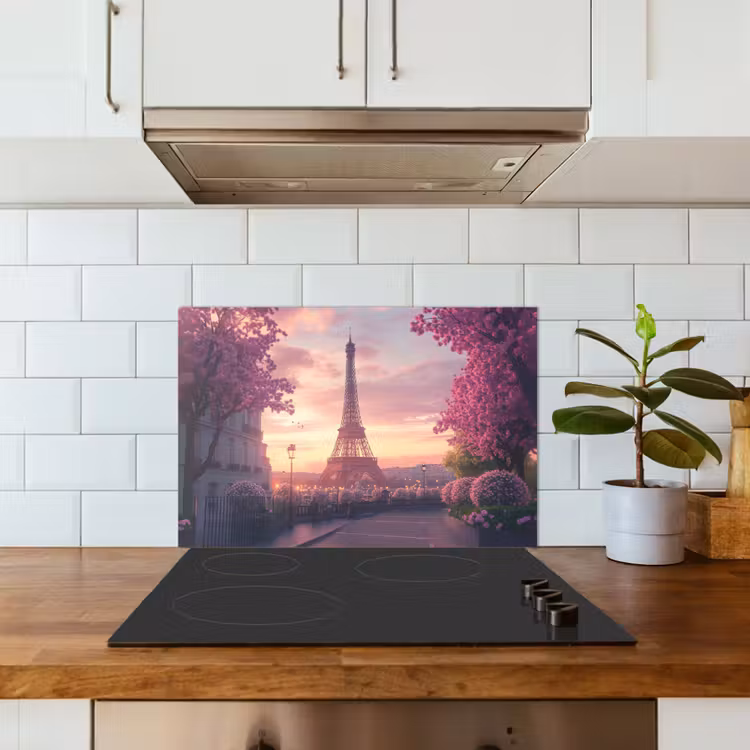 Kitchen splashback for hob - Eiffel Tower - Paris - Pink — 3