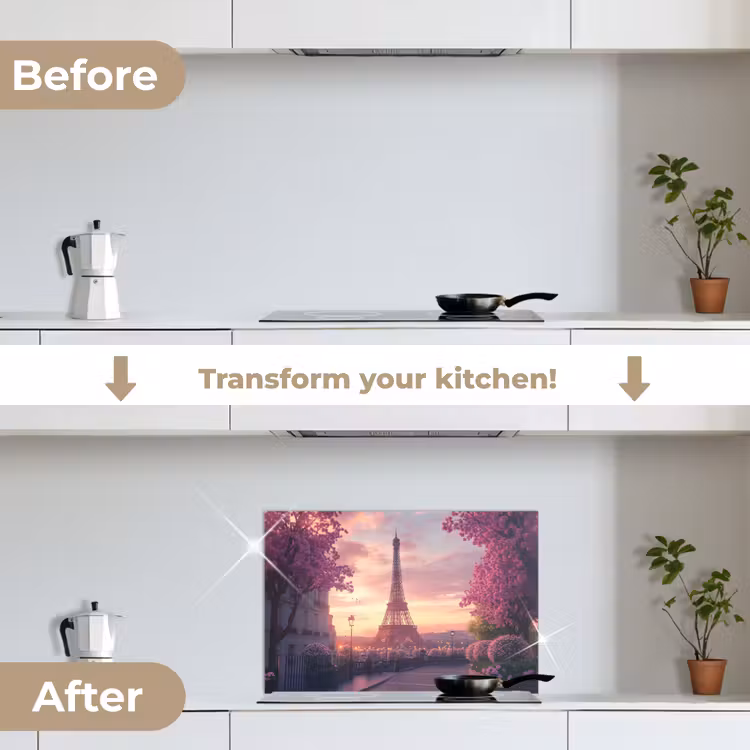 Kitchen splashback for hob - Eiffel Tower - Paris - Pink — 7