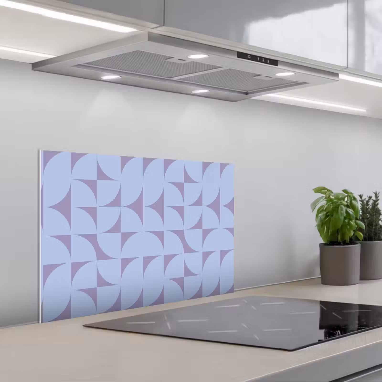 Kitchen splashback for hob - Blocks - Blue - Purple - Pattern — 1