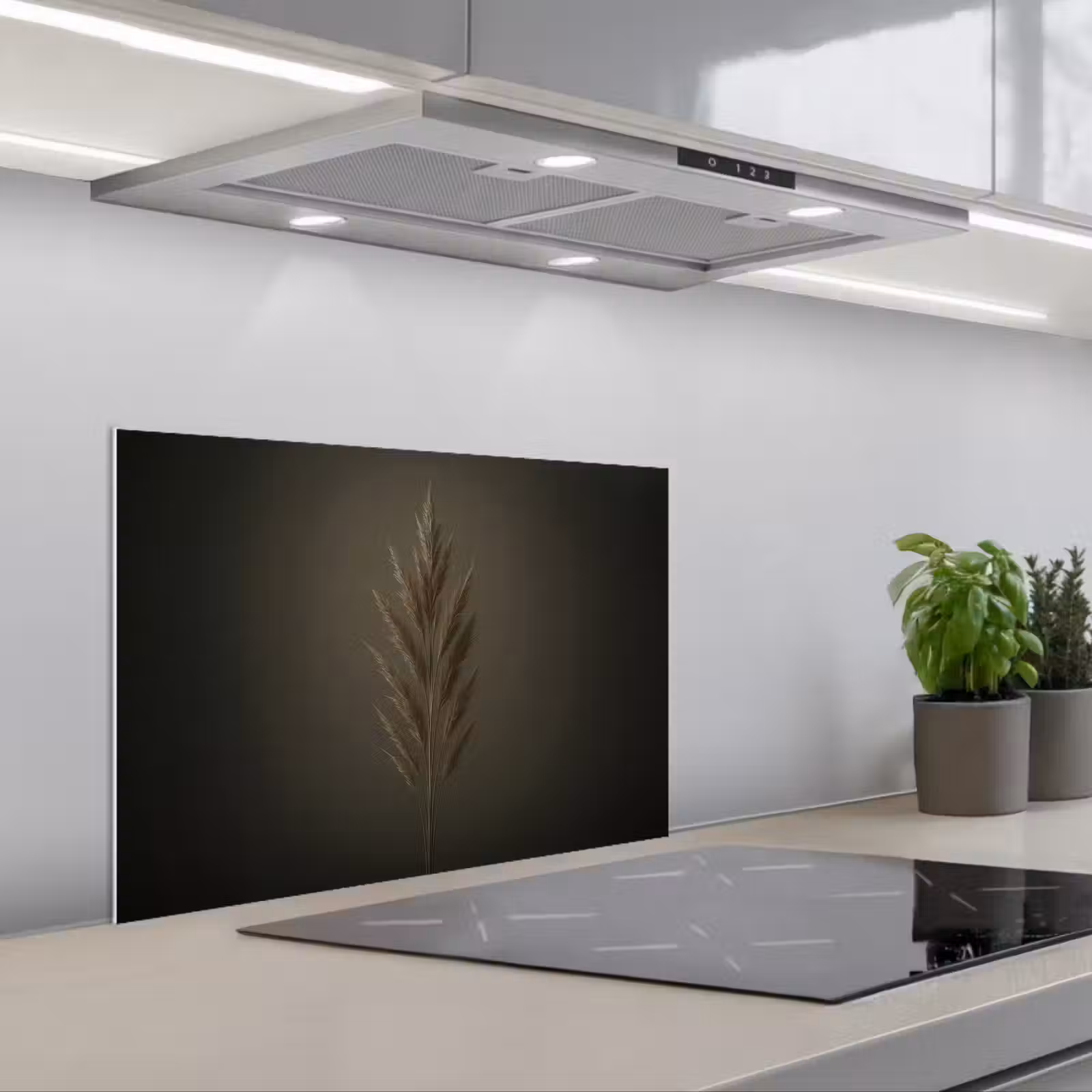 Kitchen splashback for hob - Branch - Plum grass - Dark brown — 1