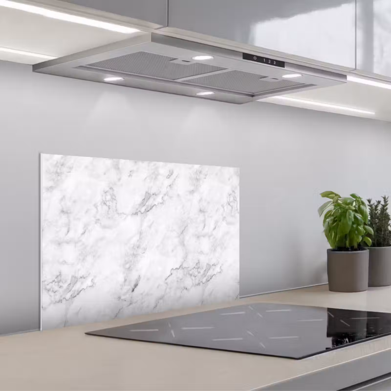 Kitchen splashback for hob - Classic - Marble - Veins - Gray — 1