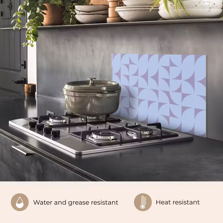 Kitchen splashback for hob - Blocks - Blue - Purple - Pattern — 2