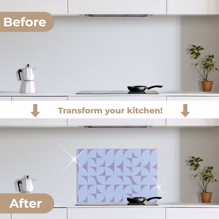 Kitchen splashback for hob - Blocks - Blue - Purple - Pattern — 7
