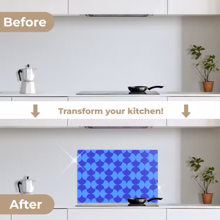Kitchen splashback for hob - Blue - Moonplanes - Pattern — 7
