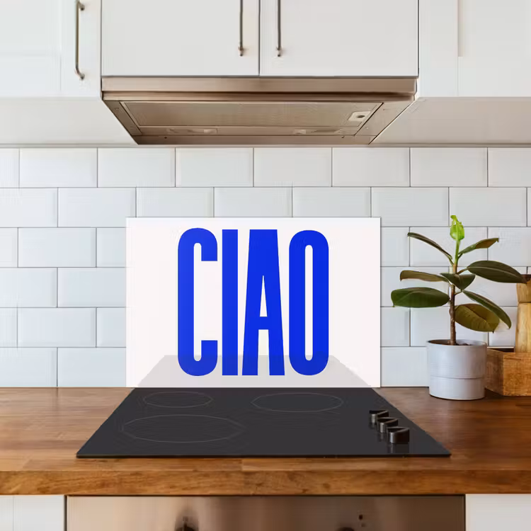 Kitchen splashback for hob - Ciao - Capital letters - Blue - Minimalist — 3