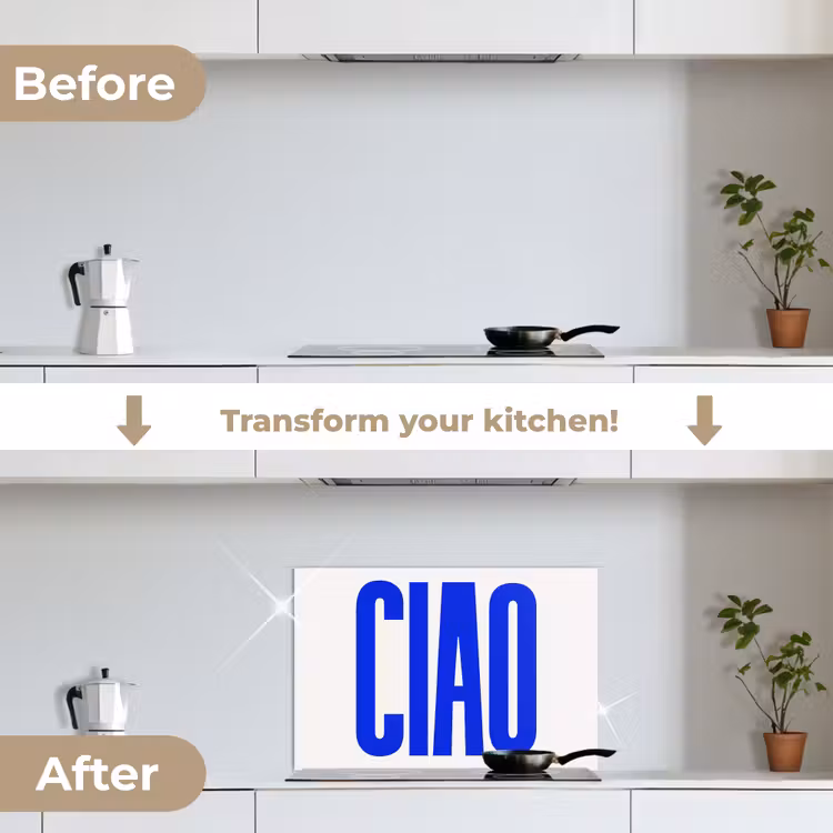 Kitchen splashback for hob - Ciao - Capital letters - Blue - Minimalist — 7