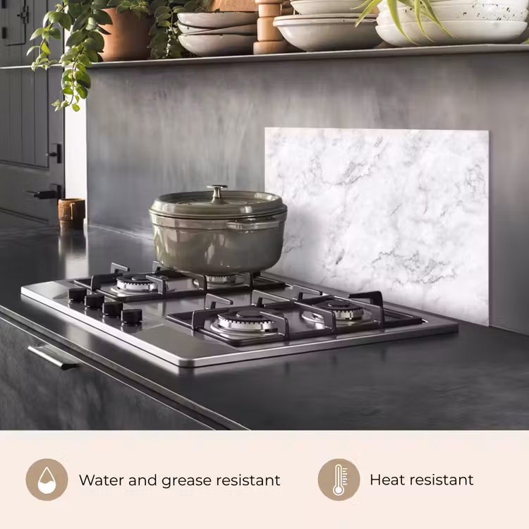 Kitchen splashback for hob - Classic - Marble - Veins - Gray — 2
