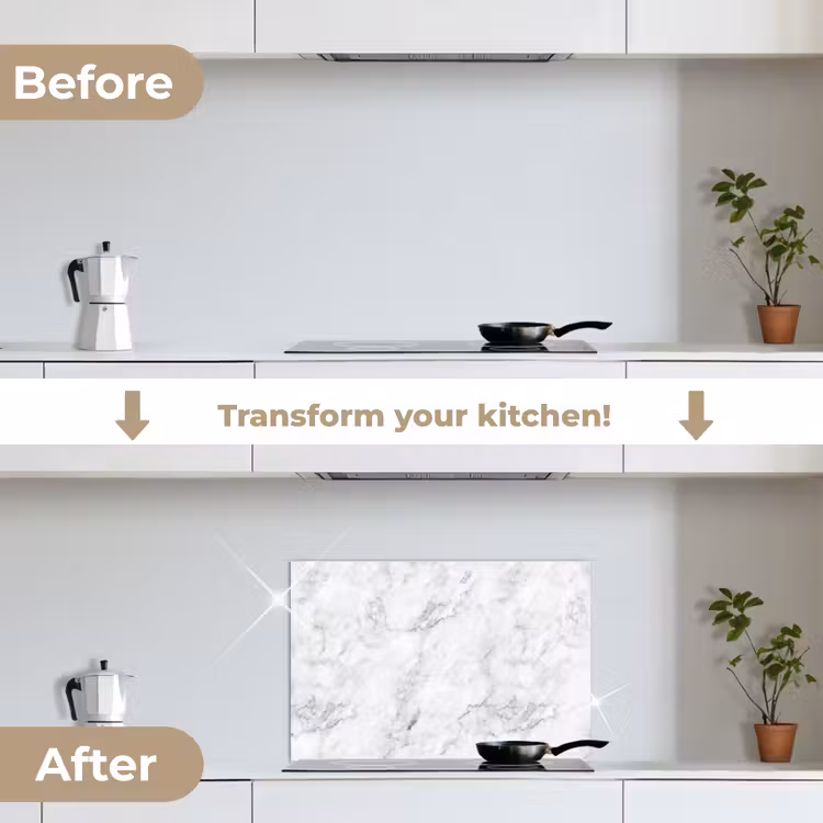 Kitchen splashback for hob - Classic - Marble - Veins - Gray — 7