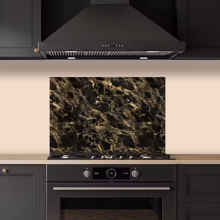 Kitchen splashback for hob - Crystal - Gold - Black - Marble — 5