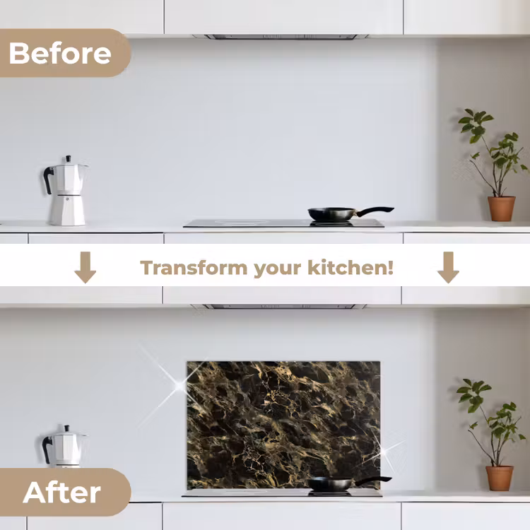 Kitchen splashback for hob - Crystal - Gold - Black - Marble — 7