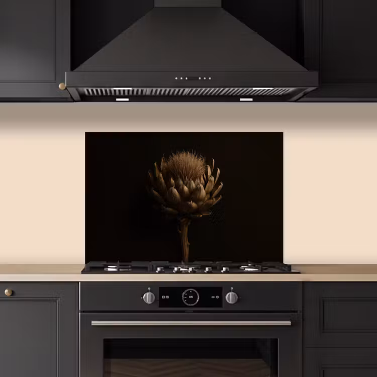 Kitchen splashback for hob - Dark brown - Flower - Texture - Artichoke — 5