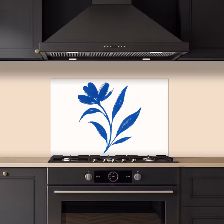 Kitchen splashback for hob - Flower - Petals - Minimalist - Blue — 5
