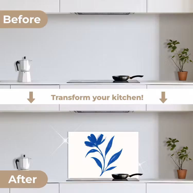 Kitchen splashback for hob - Flower - Petals - Minimalist - Blue — 7