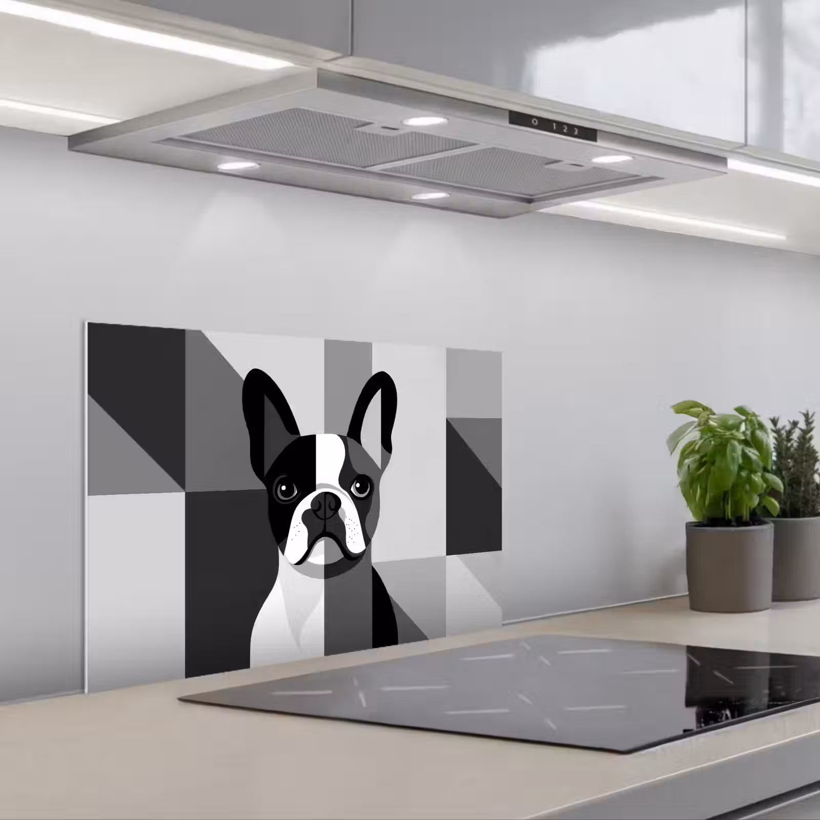 Kitchen splashback for hob - Bulldog - Black - Abstract - Planes — 1