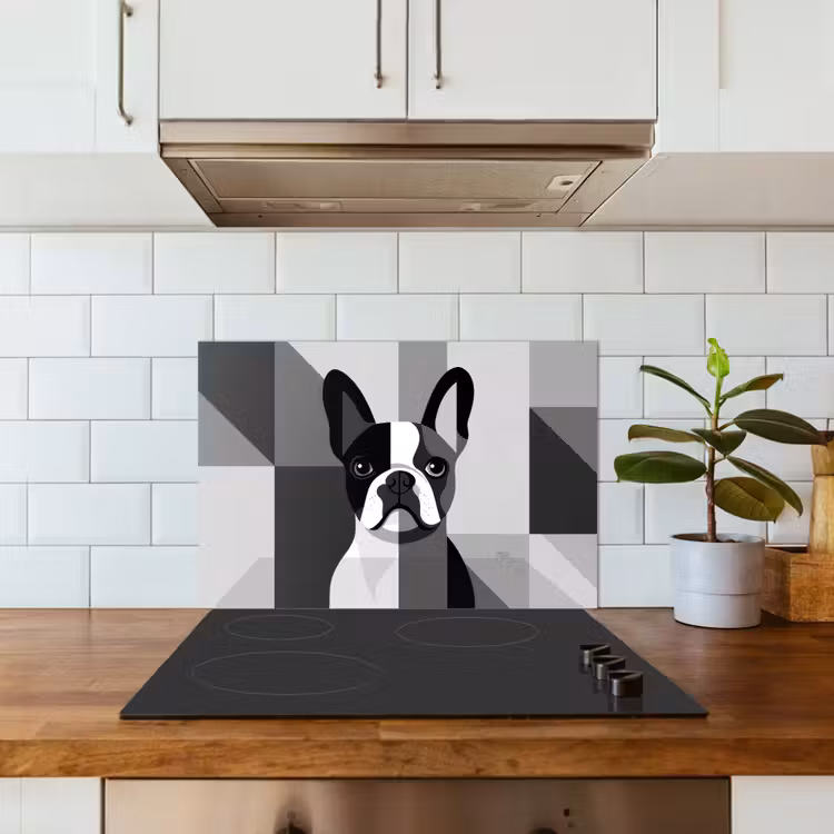 Kitchen splashback for hob - Bulldog - Black - Abstract - Planes — 3