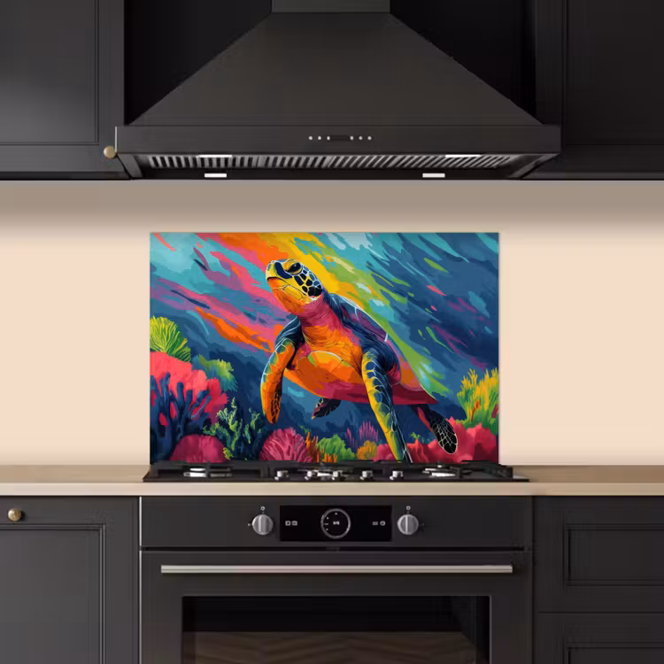 Kitchen splashback for hob - Coral - Turtle - Abstract - Water — 5