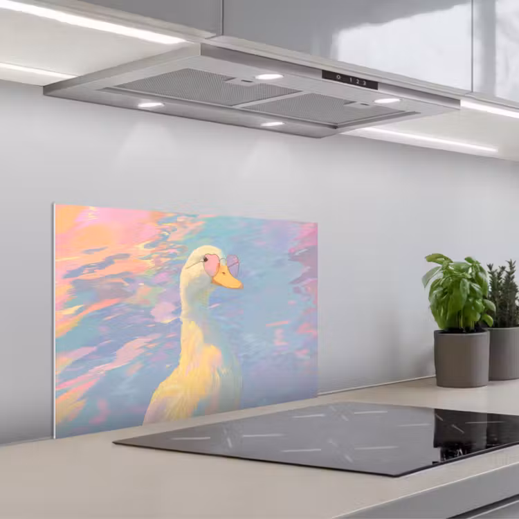 Kitchen splashback for hob - Duck - Sunglasses - Water — 1