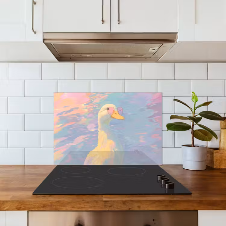 Kitchen splashback for hob - Duck - Sunglasses - Water — 3