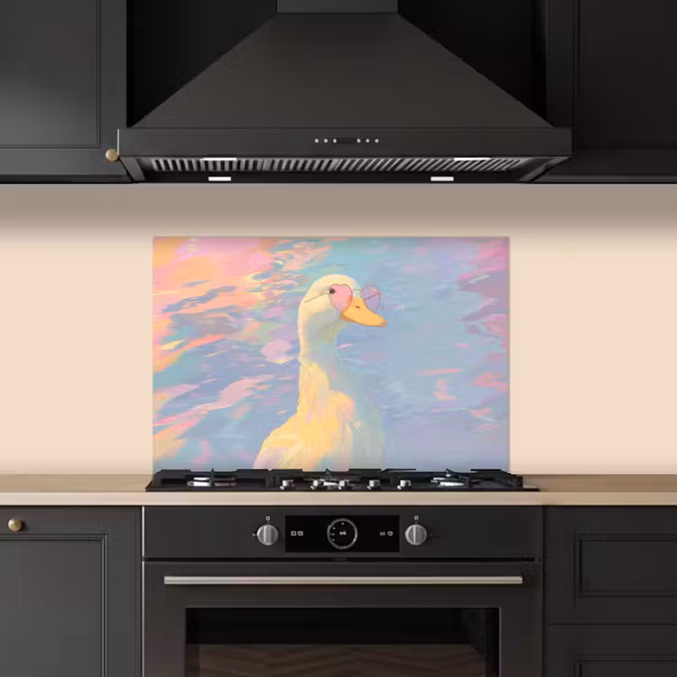 Kitchen splashback for hob - Duck - Sunglasses - Water — 5
