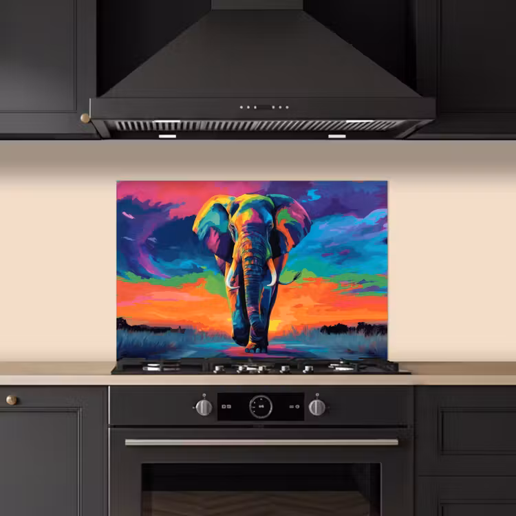 Kitchen splashback for hob - Elephant - Colorful - Sky - Abstract — 5