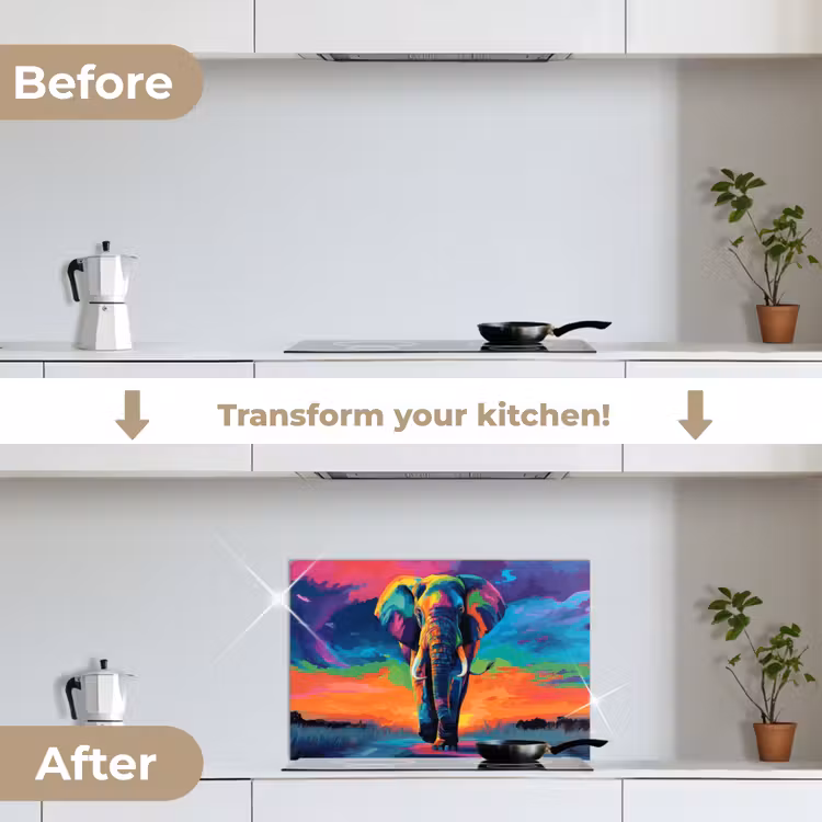 Kitchen splashback for hob - Elephant - Colorful - Sky - Abstract — 7