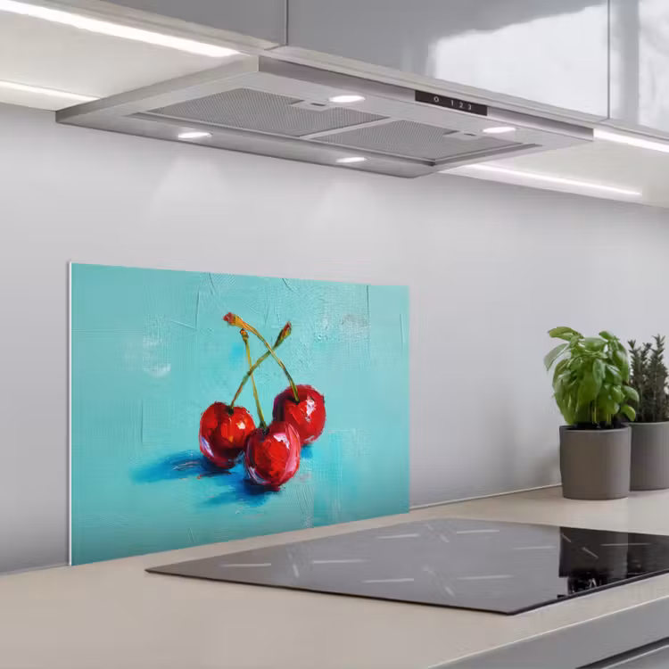 Kitchen splashback for hob - Cherry - Red - Three - Dyed — 1