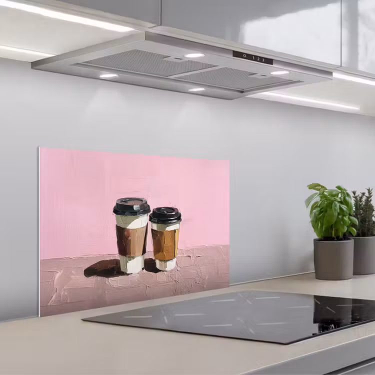 Kitchen splashback for hob - Coffee mugs - Lid - Paint - Texture — 1