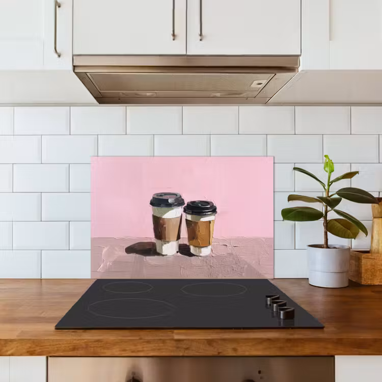 Kitchen splashback for hob - Coffee mugs - Lid - Paint - Texture — 3