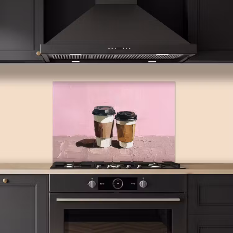 Kitchen splashback for hob - Coffee mugs - Lid - Paint - Texture — 5