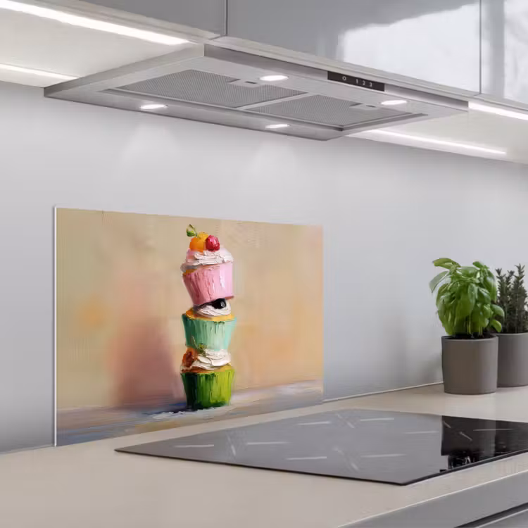 Kitchen splashback for hob - Cupcakes - Stacked - Colorful - Fruit — 1