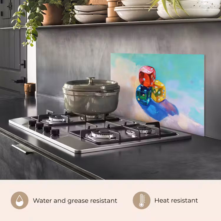 Kitchen splashback for hob - Dice - Colorful - Numbers - Dots — 2