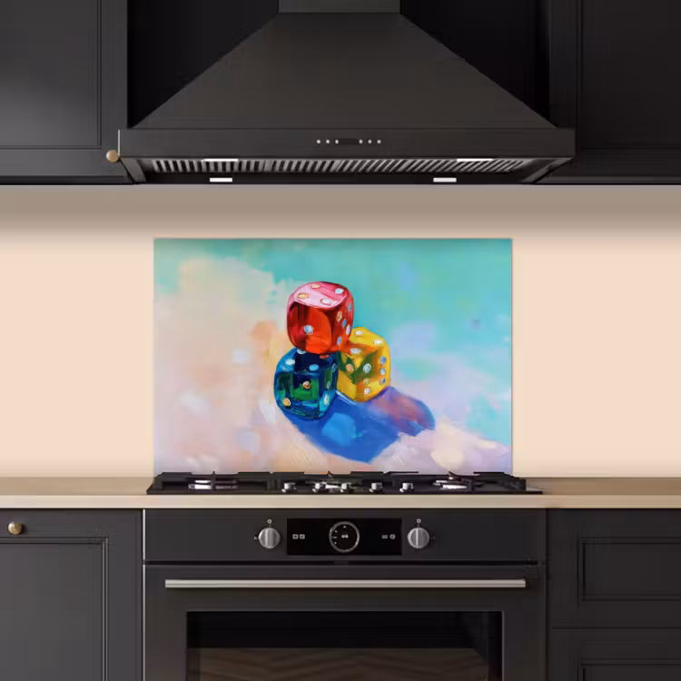 Kitchen splashback for hob - Dice - Colorful - Numbers - Dots — 5