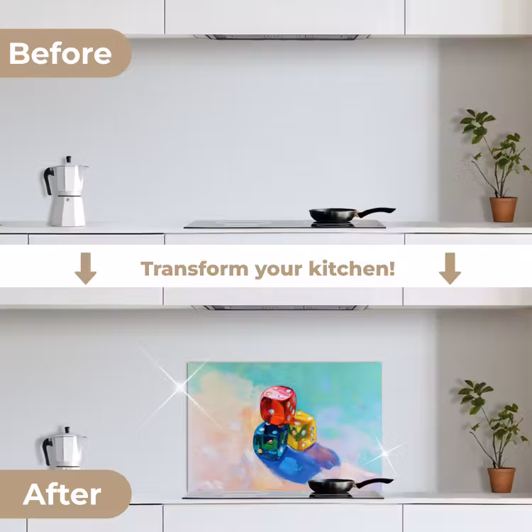 Kitchen splashback for hob - Dice - Colorful - Numbers - Dots — 7