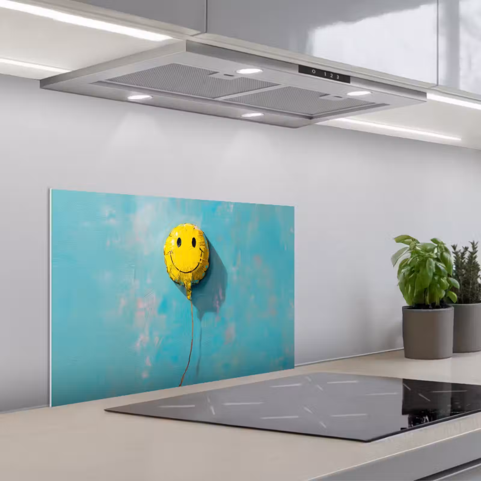 Kitchen splashback for hob - Balloon - Yellow - Smiley — 1