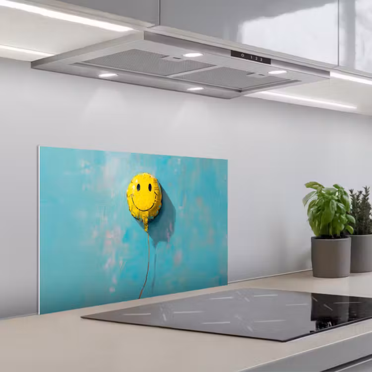 Kitchen splashback for hob - Balloon - Yellow - Smiley — 1