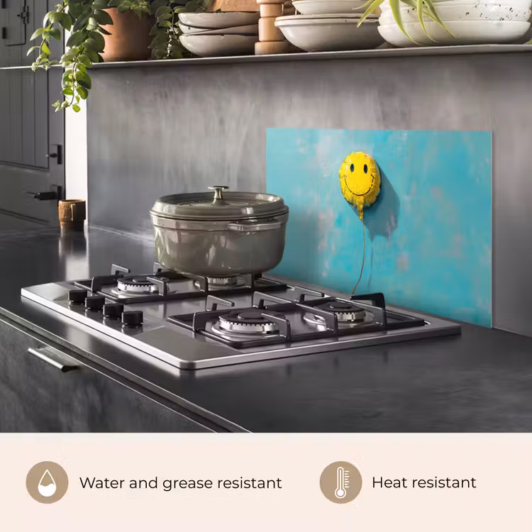 Kitchen splashback for hob - Balloon - Yellow - Smiley — 2