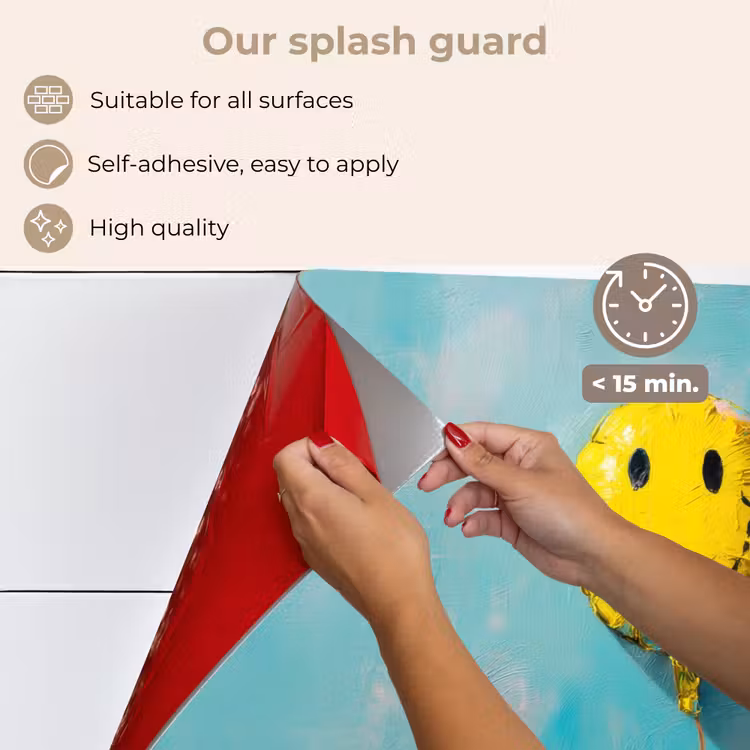 Kitchen splashback for hob - Balloon - Yellow - Smiley — 4