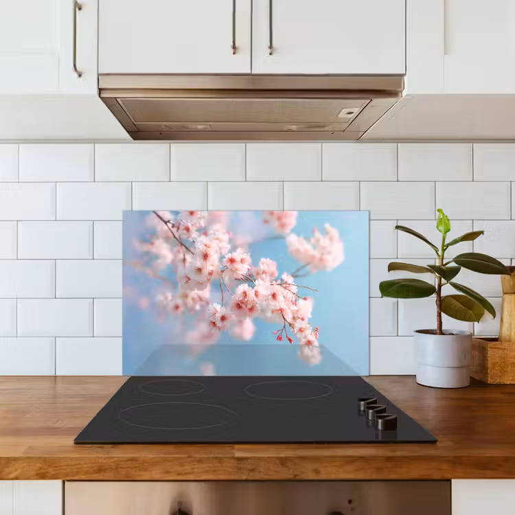 Kitchen splashback for hob - Branches - Blossoms - Pink — 3