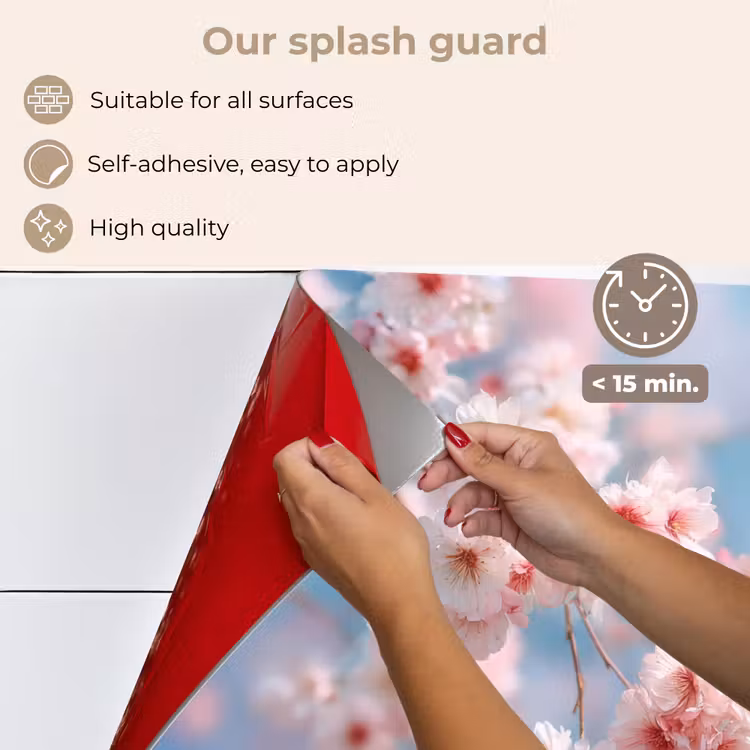 Kitchen splashback for hob - Branches - Blossoms - Pink — 4
