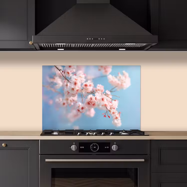 Kitchen splashback for hob - Branches - Blossoms - Pink — 5