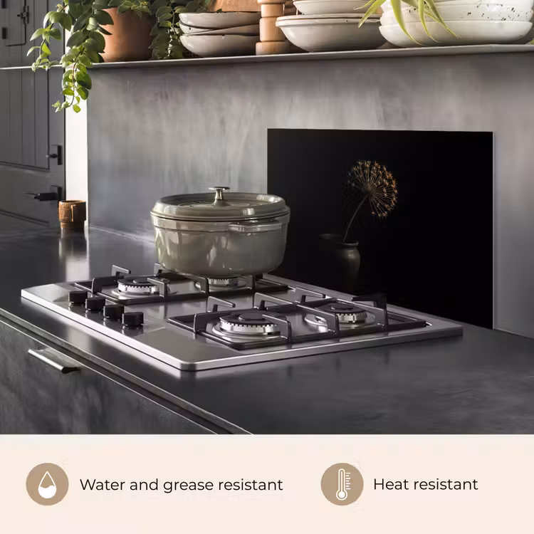 Kitchen splashback for hob - Bulb - Dried - Vase - Black — 2