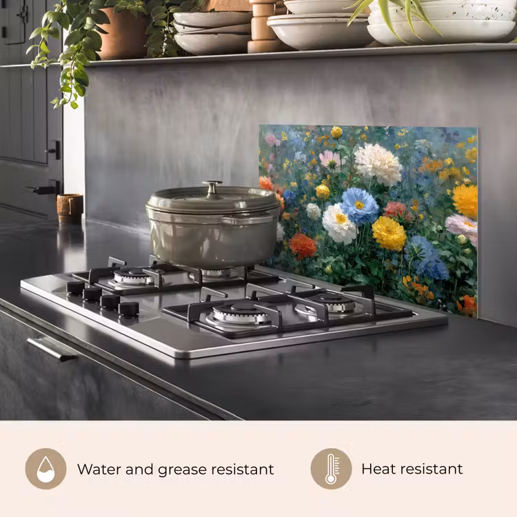 Kitchen splashback for hob - Close-up - Field - Flowers - Colorful — 2
