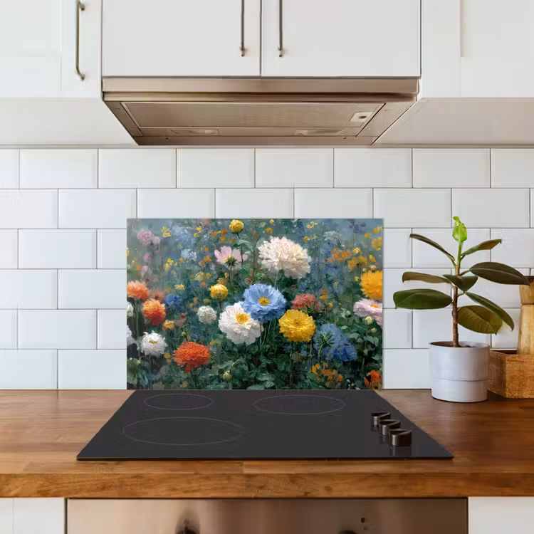 Kitchen splashback for hob - Close-up - Field - Flowers - Colorful — 3