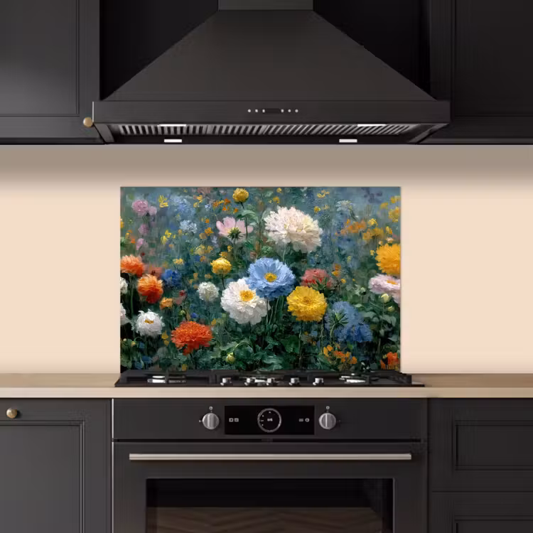 Kitchen splashback for hob - Close-up - Field - Flowers - Colorful — 5