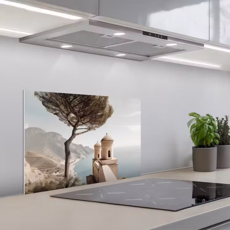 Kitchen splashback for hob - Coast - Cliff - Tree - Building — 1
