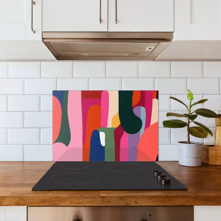 Kitchen splashback for hob - Color boxes - Straight - Round - Abstract — 3