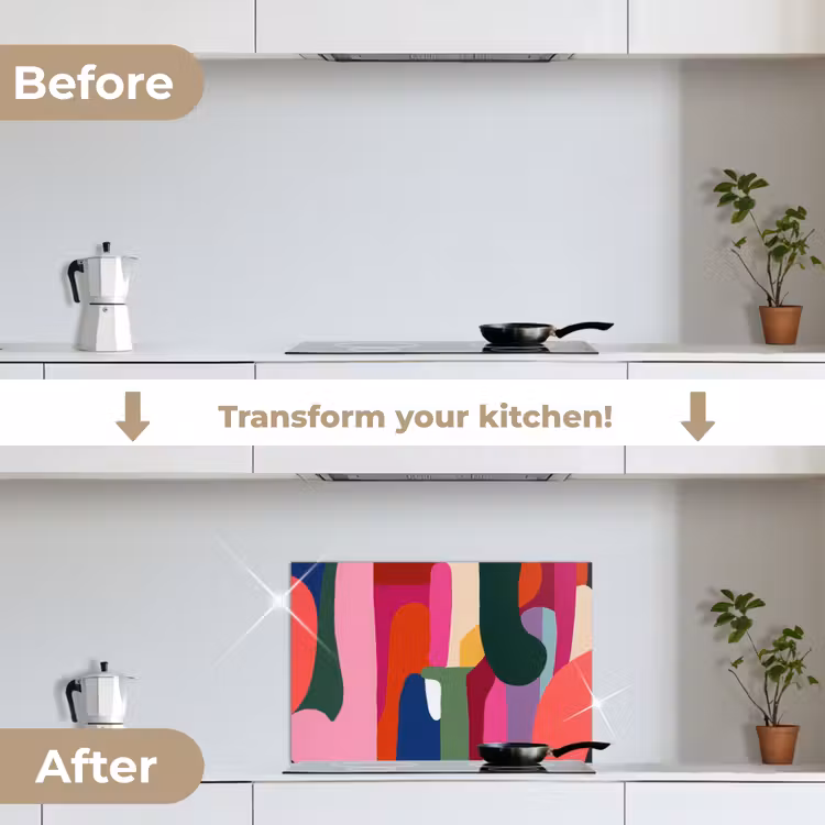 Kitchen splashback for hob - Color boxes - Straight - Round - Abstract — 7