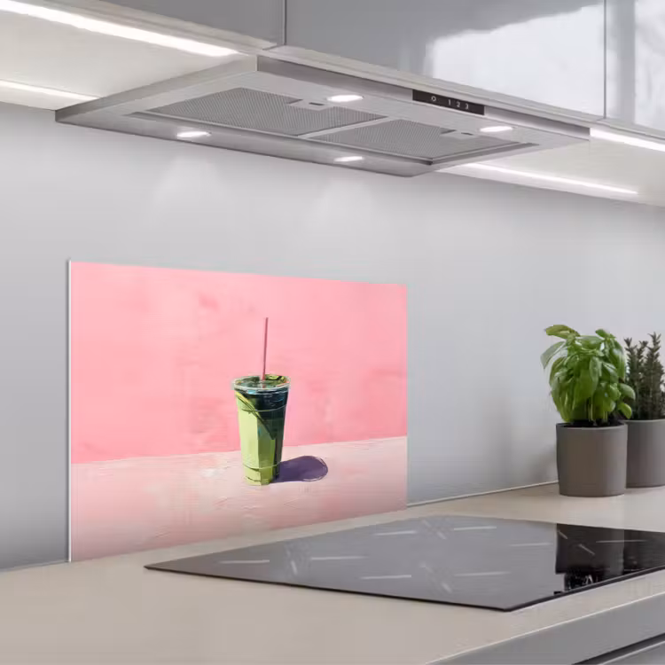 Kitchen splashback for hob - Cup - straw - Minimalist - Green — 1
